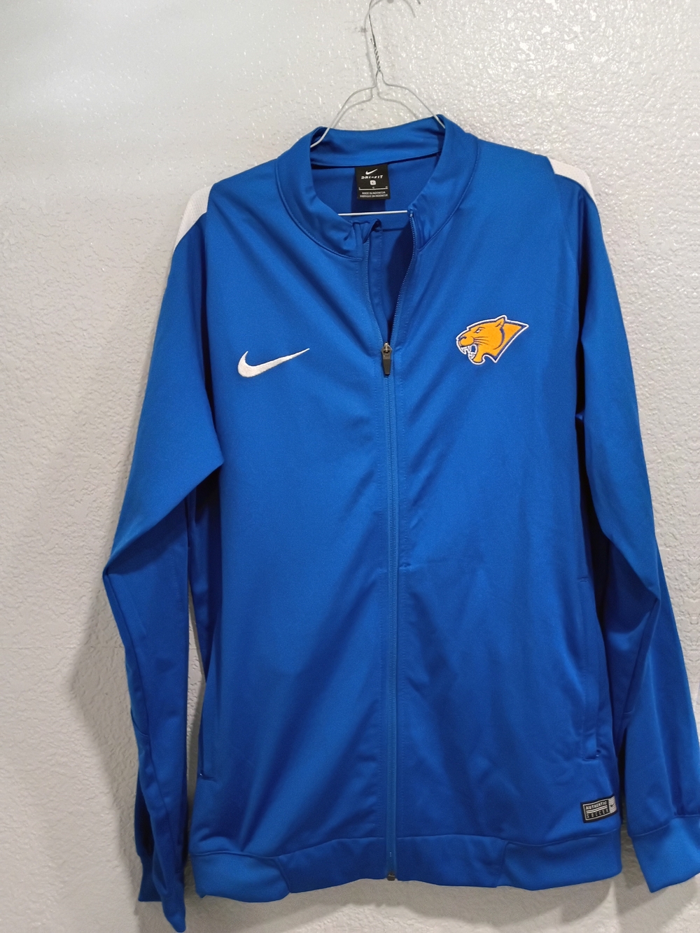 Nike Blue Performance Full-Zip Jacket with White Accents Authentic Soccer Label